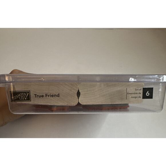 2007 Stampin' Up! True Friend Wood Mounted Rubber Stamp Set 6 Stamps w/ Case EUC - Picture 2 of 4